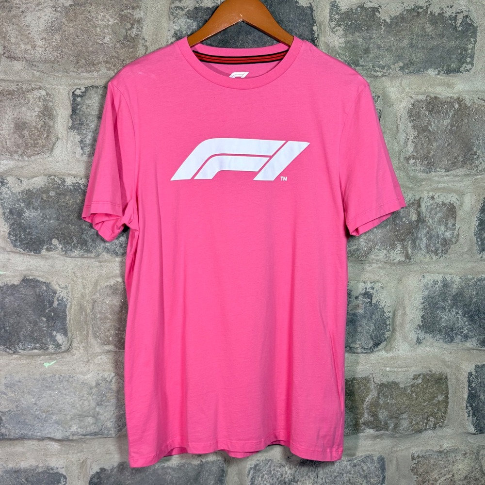 Formula 1 Official Logo Graphic T-Shirt Pink Women's Large F1 Racing Tee Casual
